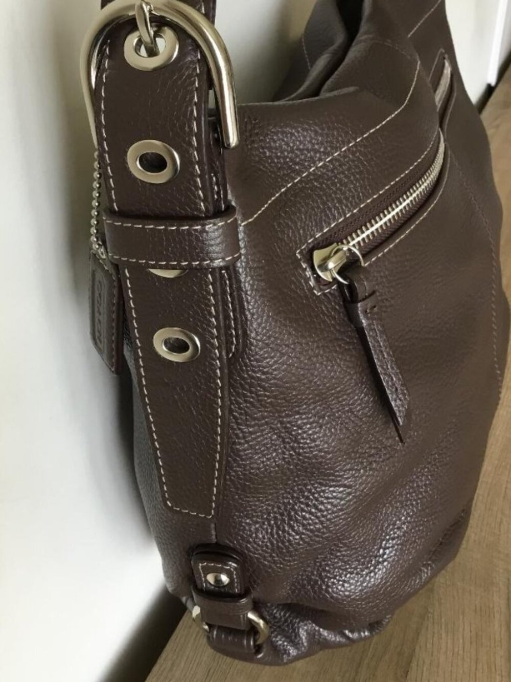 Coach Mahogany Pebbled Leather Convertible Shoulder Bag SoHo Model NWT - Picture 6 of 14